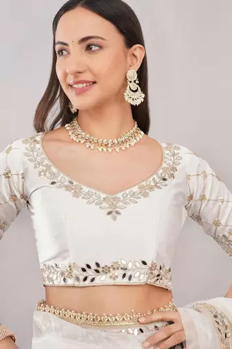 White net embellished saree with blouse
