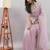 Pink net embellished saree with blouse