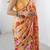 peach heavy chiffon mirror work saree