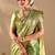 Lime silk blend woven design saree with blouse