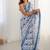 sky blue heavy chiffon mirror work saree