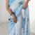 sky blue heavy chiffon mirror work saree