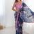 navy blue heavy chiffon mirror work saree