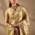 Gold silk blend woven design saree with blouse