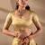 Gold silk blend woven design saree with blouse