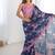 navy blue heavy chiffon mirror work saree