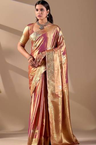Multicolor silk blend woven design saree with blouse