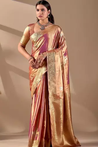 Multicolor silk blend woven design saree with blouse