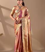 Multicolor silk blend woven design saree with blouse
