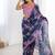 navy blue heavy chiffon mirror work saree