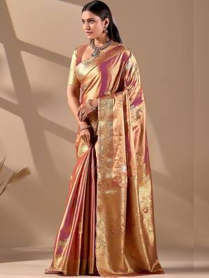 Multicolor silk blend woven design saree with blouse 2