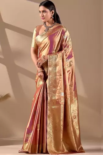 Multicolor silk blend woven design saree with blouse