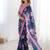 navy blue heavy chiffon mirror work saree