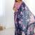 navy blue heavy chiffon mirror work saree