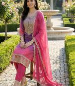 Women Ethnic Motifs Printed Regular Thread Work Kurta with Trousers & With Dupatta