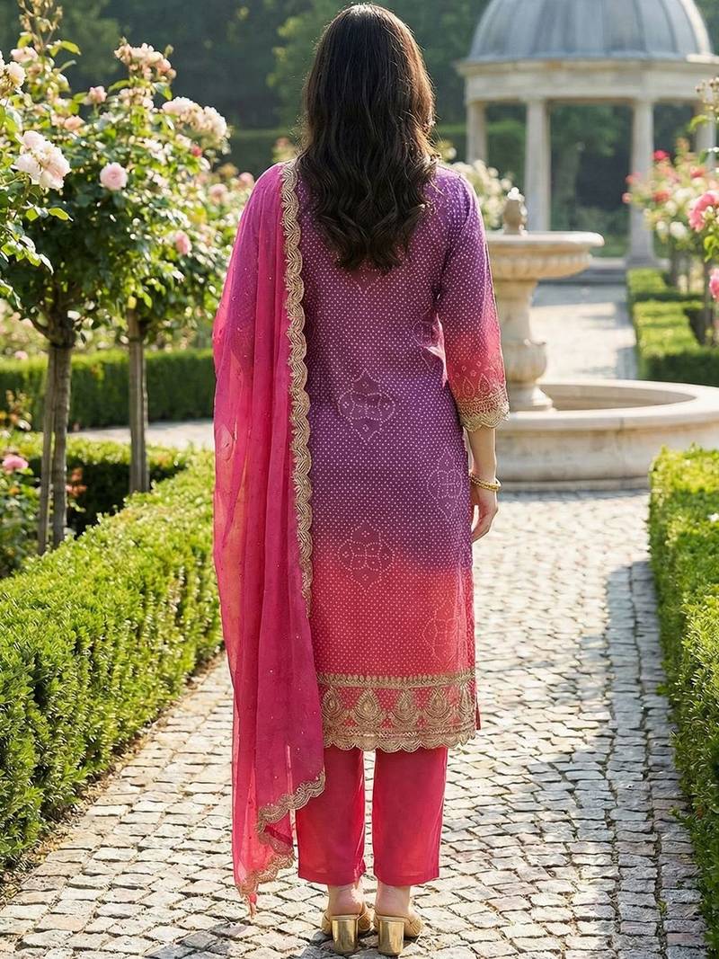 Women Ethnic Motifs Printed Regular Thread Work Kurta with Trousers & With Dupatta