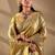 Gold silk blend woven design saree with blouse