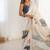 off white heavy chiffon mirror work saree