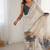 off white heavy chiffon mirror work saree