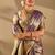 Purple silk blend woven design saree with blouse