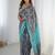 grey heavy chiffon mirror work saree