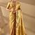 Gold silk blend woven design saree with blouse
