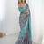 grey heavy chiffon mirror work saree
