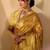 Gold silk blend woven design saree with blouse