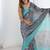 grey heavy chiffon mirror work saree