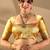 Gold silk blend woven design saree with blouse