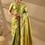 Lime silk blend woven design saree with blouse