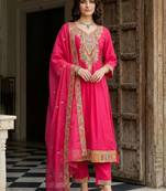 Women Ethnic Motifs Embroidered Regular Kurta with Trousers & With Dupatta