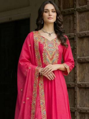 Women Ethnic Motifs Embroidered Regular Kurta with Trousers & With Dupatta 2