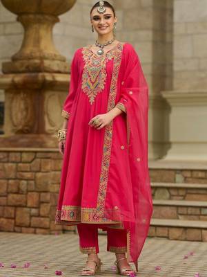 Women Ethnic Motifs Embroidered Regular Kurta with Trousers & With Dupatta 4