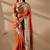 Orange silk blend woven design saree with blouse