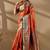 Orange silk blend woven design saree with blouse