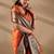 Orange silk blend woven design saree with blouse