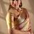 Gold silk blend woven design saree with blouse