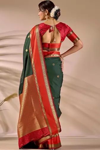Multicolor silk blend woven design saree with blouse