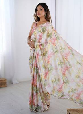 multicolor heavy chiffon mirror work saree 3