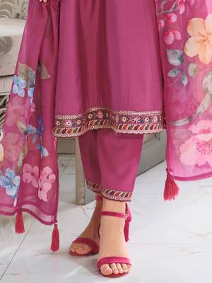 Women Floral Embroidered Kurta with Trousers & Dupatta 3