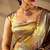 Gold silk blend woven design saree with blouse