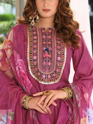 Women Floral Embroidered Kurta with Trousers & Dupatta 6