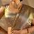 Gold silk blend woven design saree with blouse