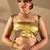 Gold silk blend woven design saree with blouse