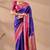 Blue silk blend woven design saree with blouse
