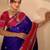 Blue silk blend woven design saree with blouse