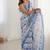 sky blue heavy chiffon mirror work saree