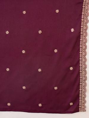Floral Embroidered Sweetheart Neck Kurta With Sharara & Dupatta 4