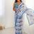 sky blue heavy chiffon mirror work saree